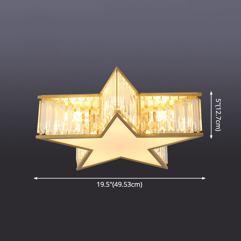 Contemporary Crystal Flush Mount Ceiling Light Fixture - Pentagram Design
