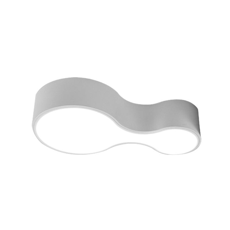 Modern Black/White Curved Flush LED Metal Ceiling Lamp with Frosted Diffuser