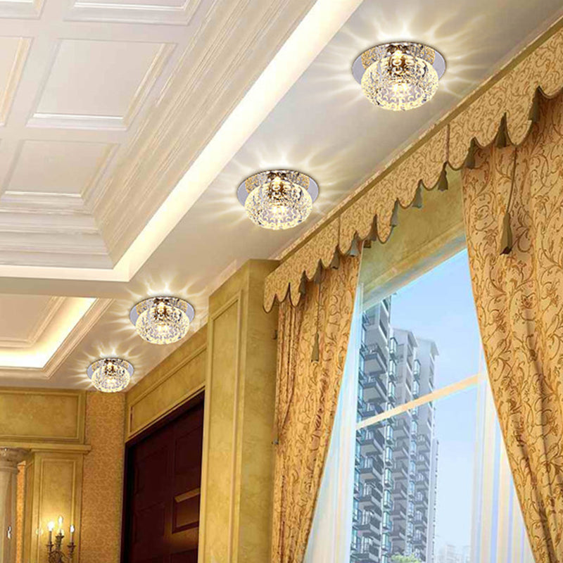 Contemporary Glass Ceiling Mount Chandelier - Semi Flush Ball Lights For Hallway