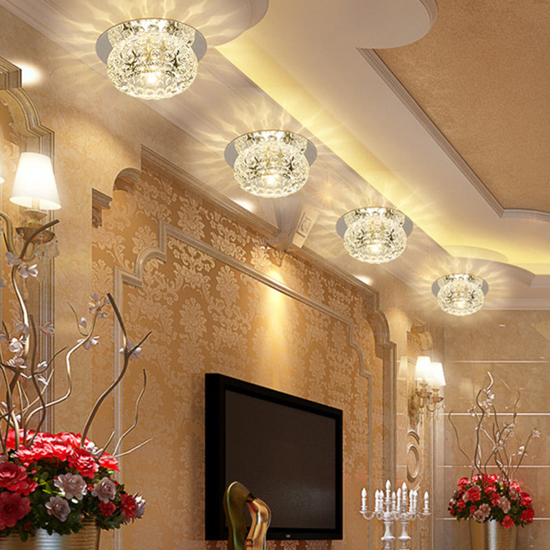 Lustre contemporain en verre à montage au plafond - Lampes à boule semi-encastrées pour couloir