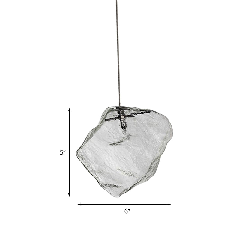 Ice Glass Hanging Ceiling Light - Minimalist Clear Pendant Lamp for Dining Room (1 Light)