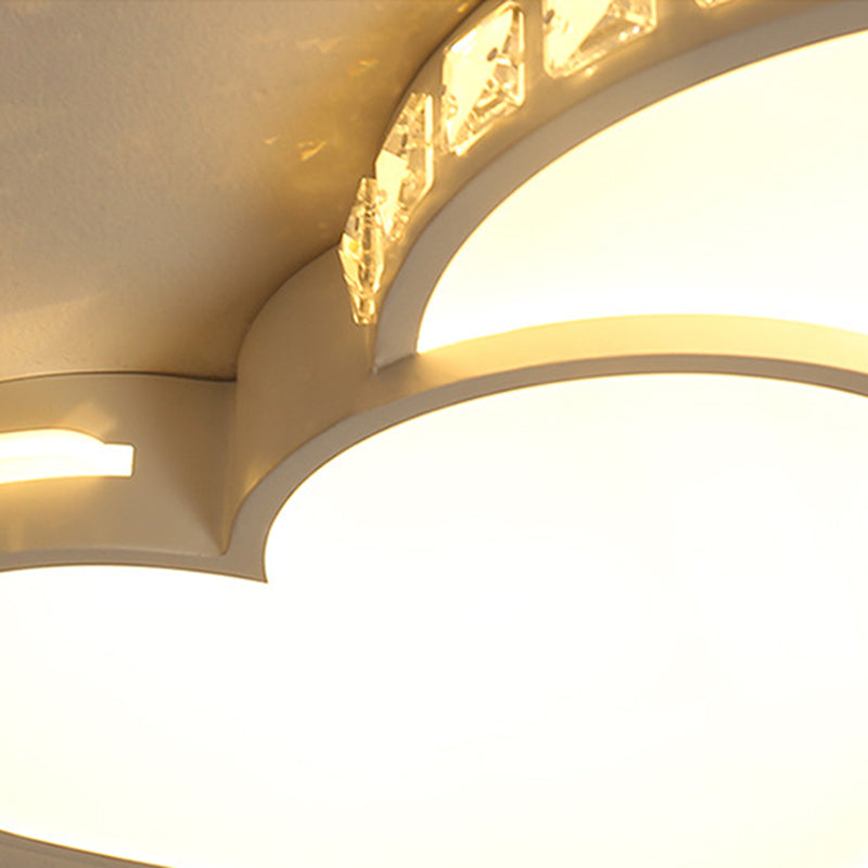 LED Heart Flush Mount Ceiling Light - 20.5"/24.5" - Simple White Acrylic - Warm/White/3 Color Light - Ideal for Bedroom