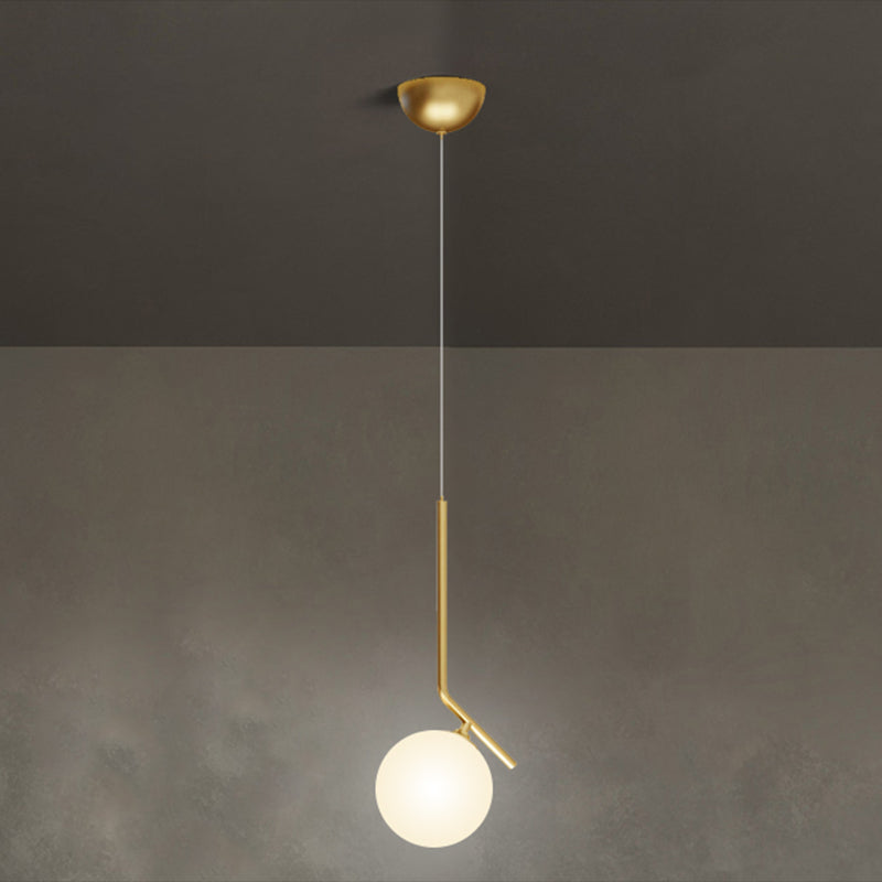 Mid-Century Opal Frosted Glass Globe Pendant Light with Hanging Lamp – 1 Light