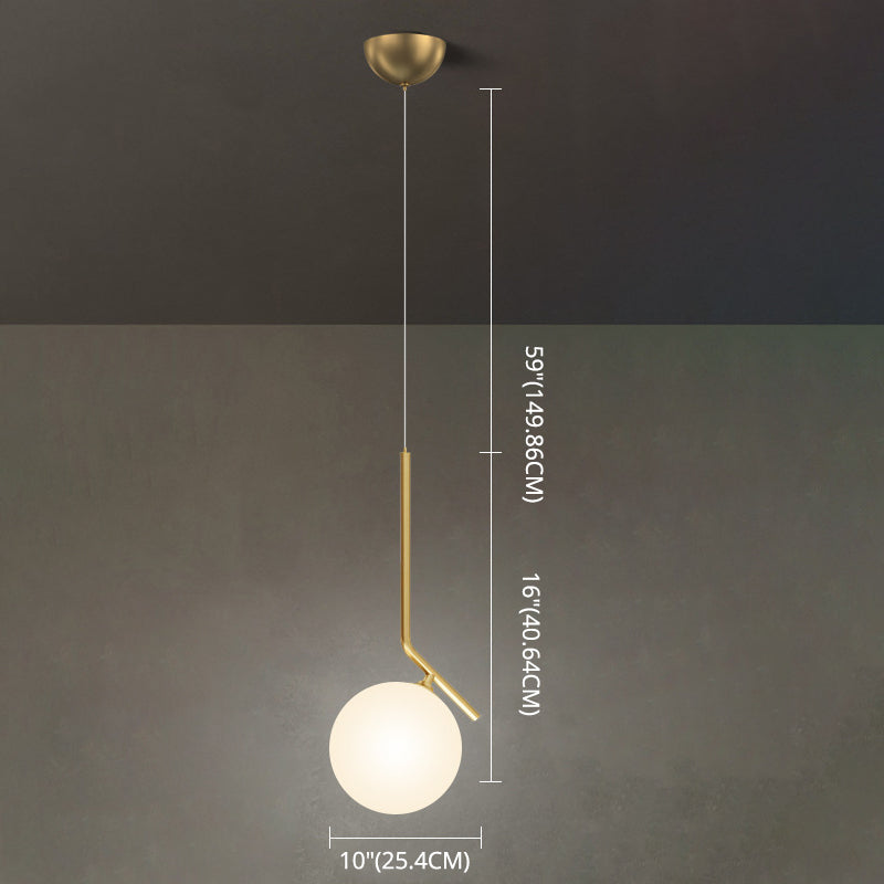 Mid-Century Opal Frosted Glass Globe Pendant Light with Hanging Lamp – 1 Light