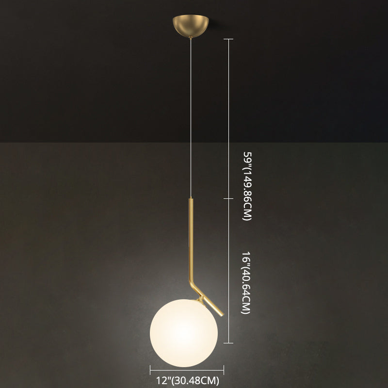 Mid-Century Opal Frosted Glass Globe Pendant Light Elegant 1-Light Hanging Lamp