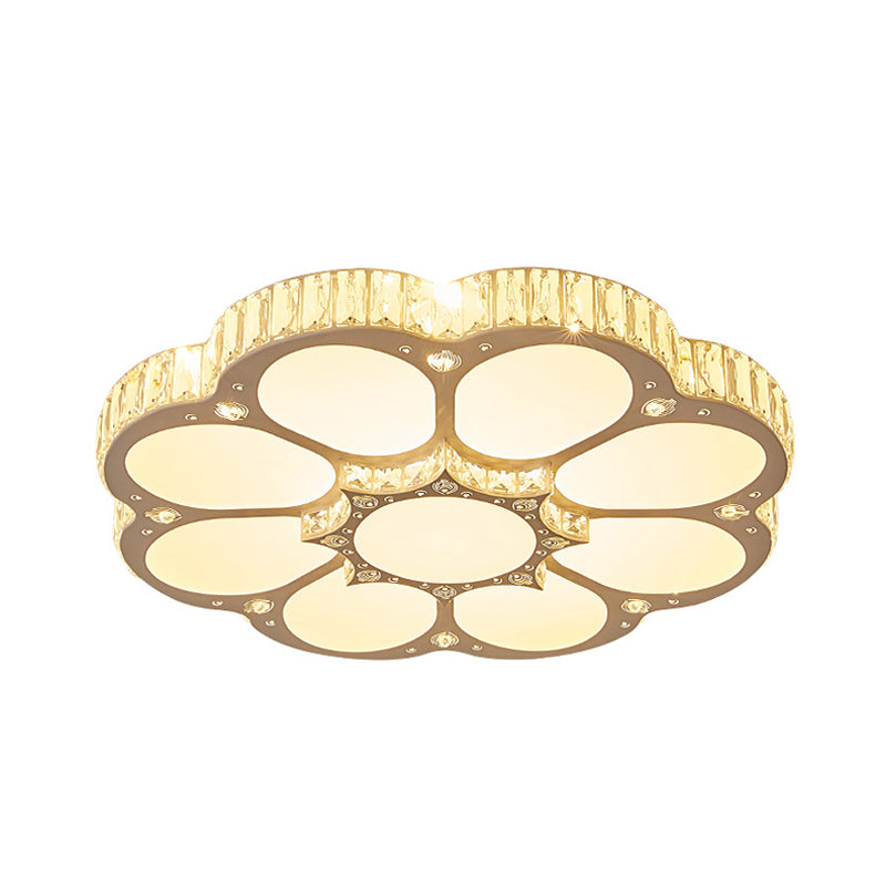 Modern Petal Crystal Led Flush Ceiling Light In White - 19.5/23.5/31.5 For Bedroom
