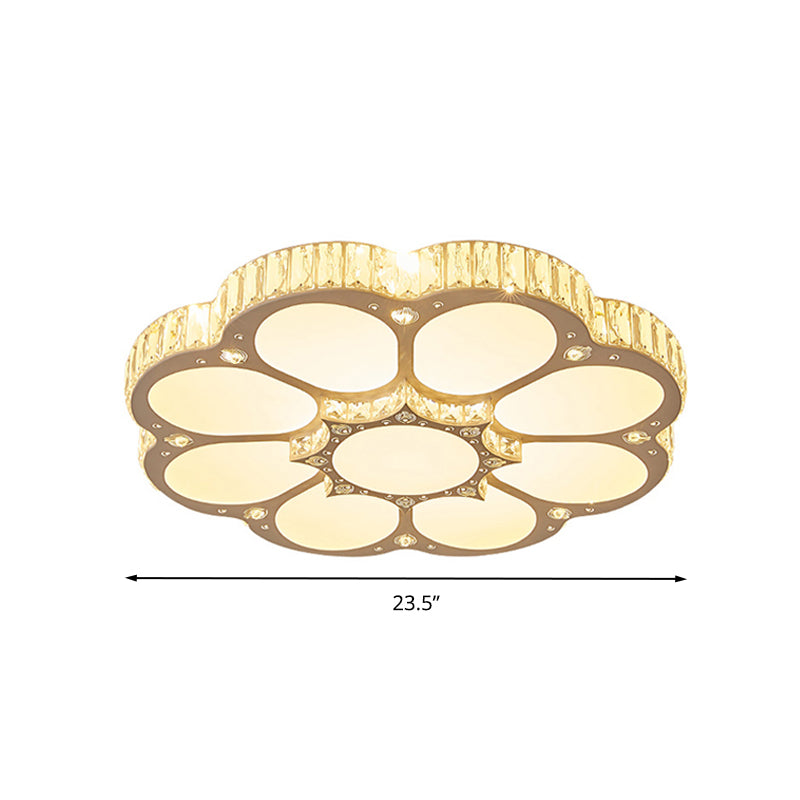 Modern Petal Crystal LED Flush Ceiling Light in White - 19.5"/23.5"/31.5" - for Bedroom