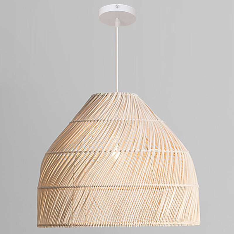 Asian Style Rattan Pendant Light With Hanging Wire - Bell Shape Lighting Fixture (39) Bedroom Décor