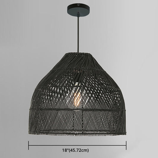 Asian Style Rattan Pendant Light With Hanging Wire - Bell Shape Lighting Fixture (39) Bedroom Décor