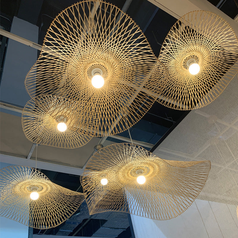 Bamboo Pendant Lamp: Japanese Fisherman Hat Style Art Deco Design For Restaurants
