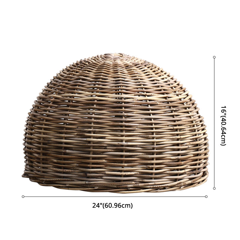 Retro Hand-Woven Rattan Bird Nest Shade Coffee Shop Hanging Light Fixture