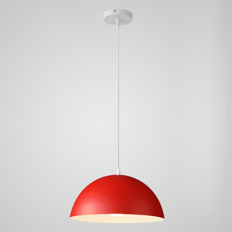 Macaron Half Globe Pendant Lamp: 8 Color Options Metal Hanging Light For Kitchen & Dining Room