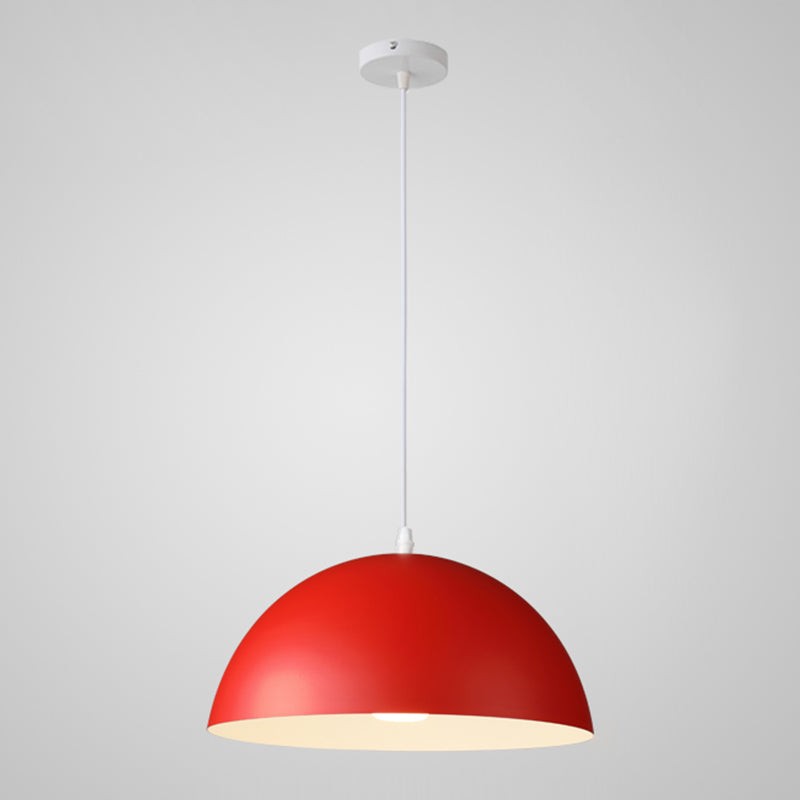 Macaron Half Globe Pendant Lamp: 8 Color Options Metal Hanging Light For Kitchen & Dining Room