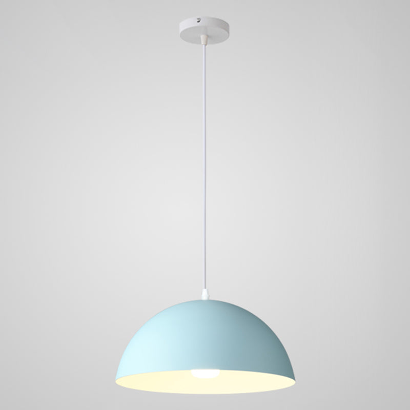 Macaron Half Globe Pendant Lamp: 8 Color Options Metal Hanging Light For Kitchen & Dining Room
