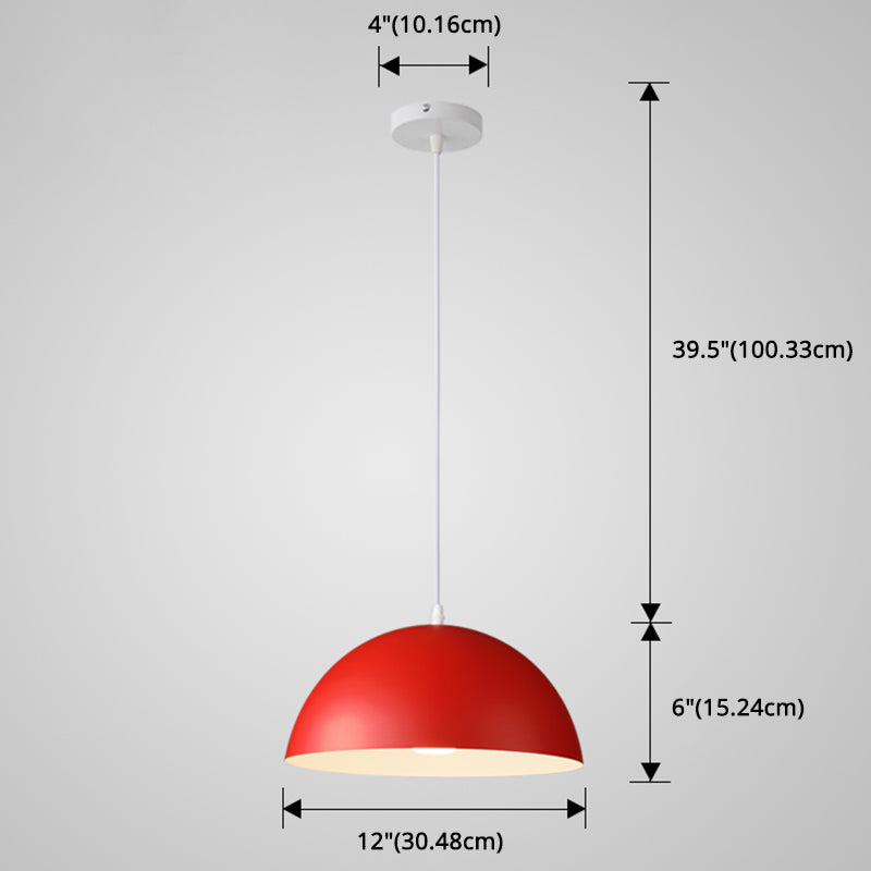 Macaron Half Globe Pendant Lamp: 8 Color Options Metal Hanging Light For Kitchen & Dining Room