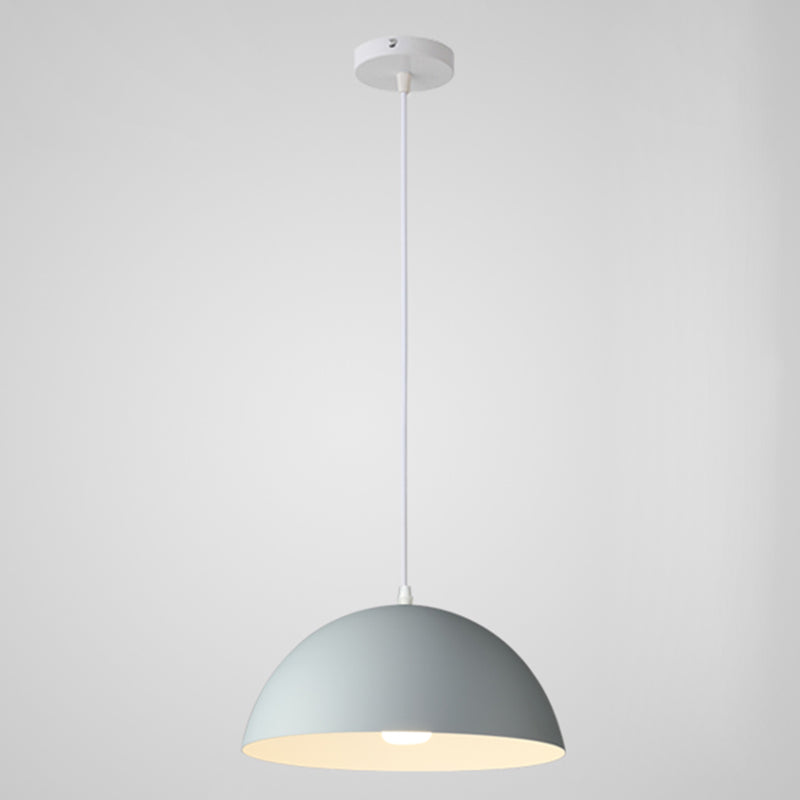 Macaron Half Globe Pendant Lamp: 8 Color Options Metal Hanging Light For Kitchen & Dining Room