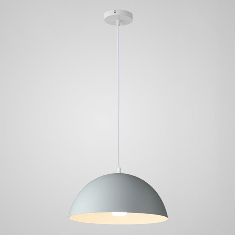 Macaron Half Globe Pendant Lamp: 8 Color Options Metal Hanging Light For Kitchen & Dining Room