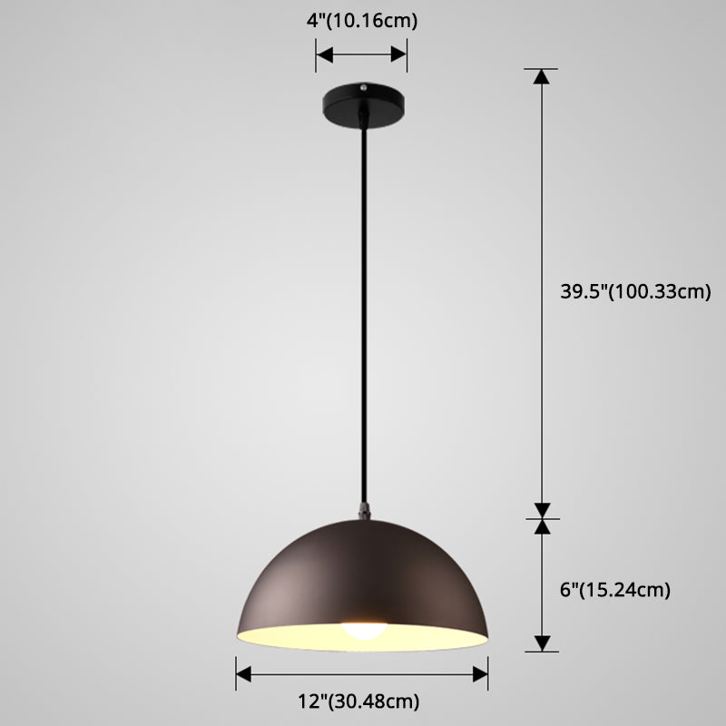 Macaron Half Globe Pendant Lamp: 8 Color Options Metal Hanging Light For Kitchen & Dining Room