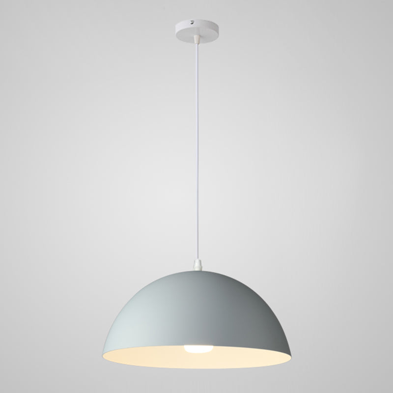 Macaron Half Globe Pendant Lamp: 8 Color Options Metal Hanging Light For Kitchen & Dining Room Grey