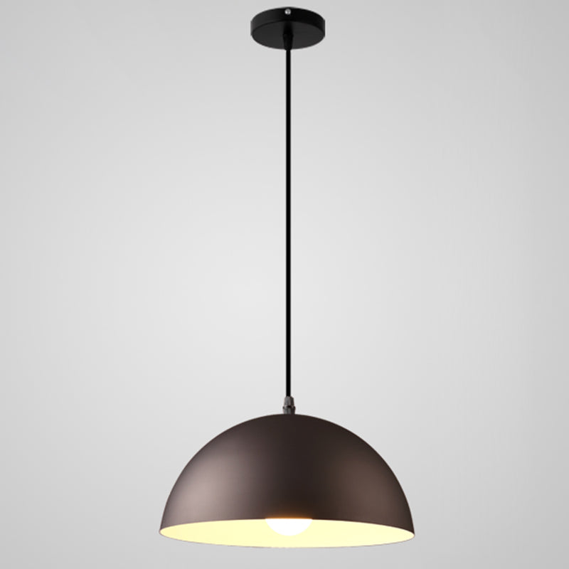 Macaron Half Globe Pendant Lamp: 8 Color Options Metal Hanging Light For Kitchen & Dining Room Black
