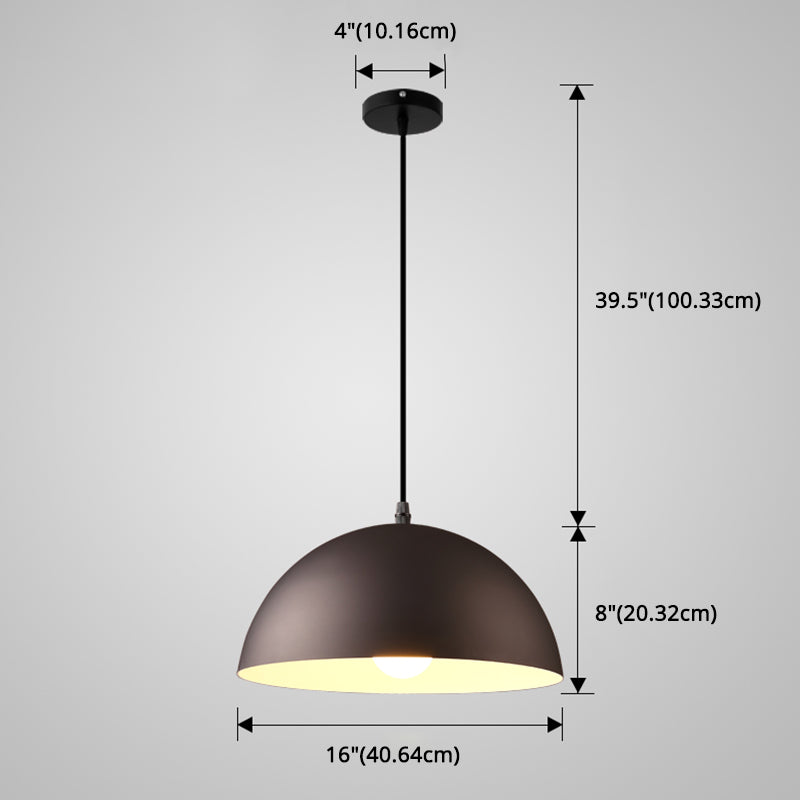 Macaron Half Globe Pendant Lamp: 8 Color Options Metal Hanging Light For Kitchen & Dining Room