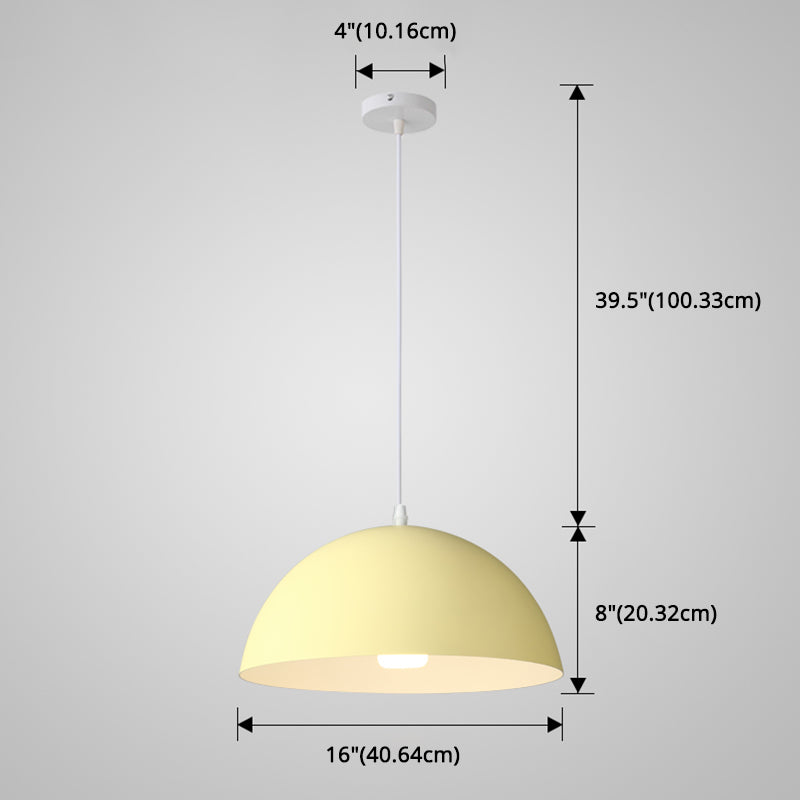 Macaron Half Globe Pendant Lamp: 8 Color Options Metal Hanging Light For Kitchen & Dining Room