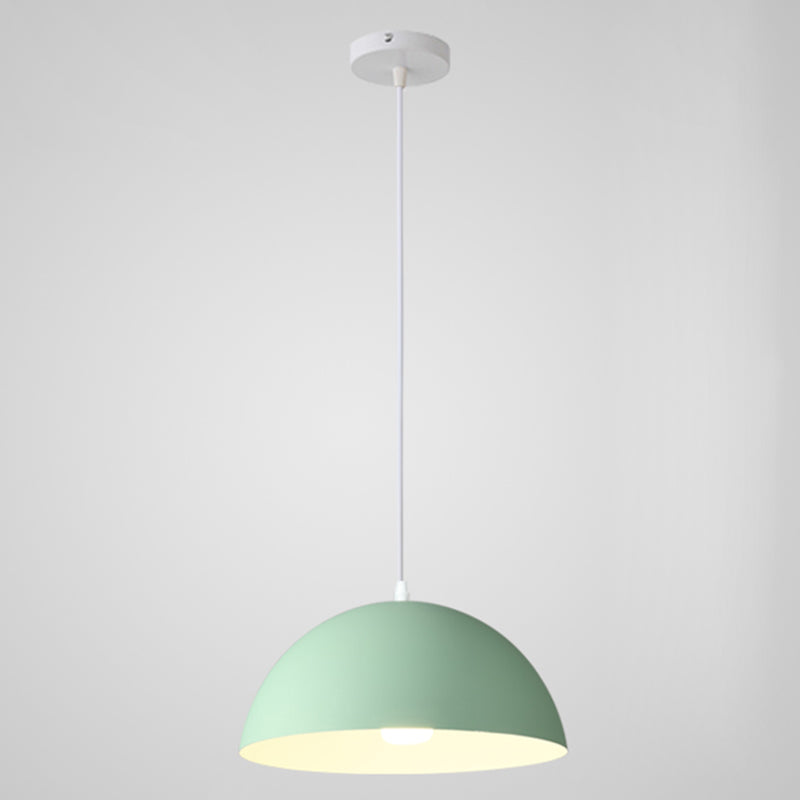 Macaron Half Globe Pendant Lamp: 8 Color Options Metal Hanging Light For Kitchen & Dining Room