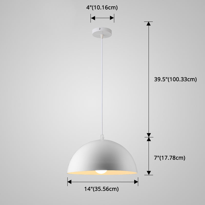 Macaron Half Globe Pendant Lamp: 8 Color Options Metal Hanging Light For Kitchen & Dining Room