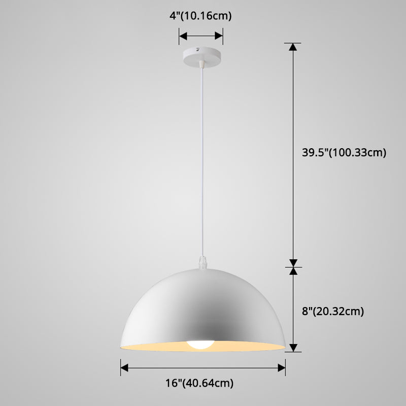 Macaron Half Globe Pendant Lamp: 8 Color Options Metal Hanging Light For Kitchen & Dining Room