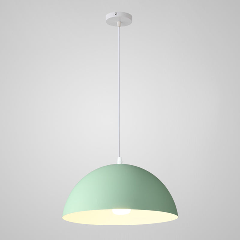 Macaron Half Globe Pendant Lamp: 8 Color Options Metal Hanging Light For Kitchen & Dining Room