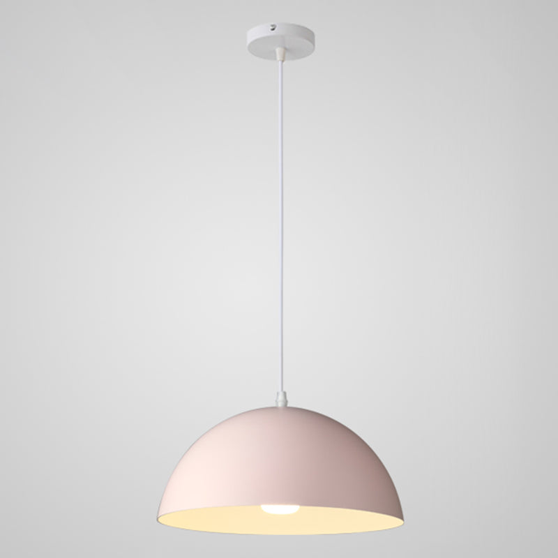 Macaron Half Globe Pendant Lamp: 8 Color Options Metal Hanging Light For Kitchen & Dining Room