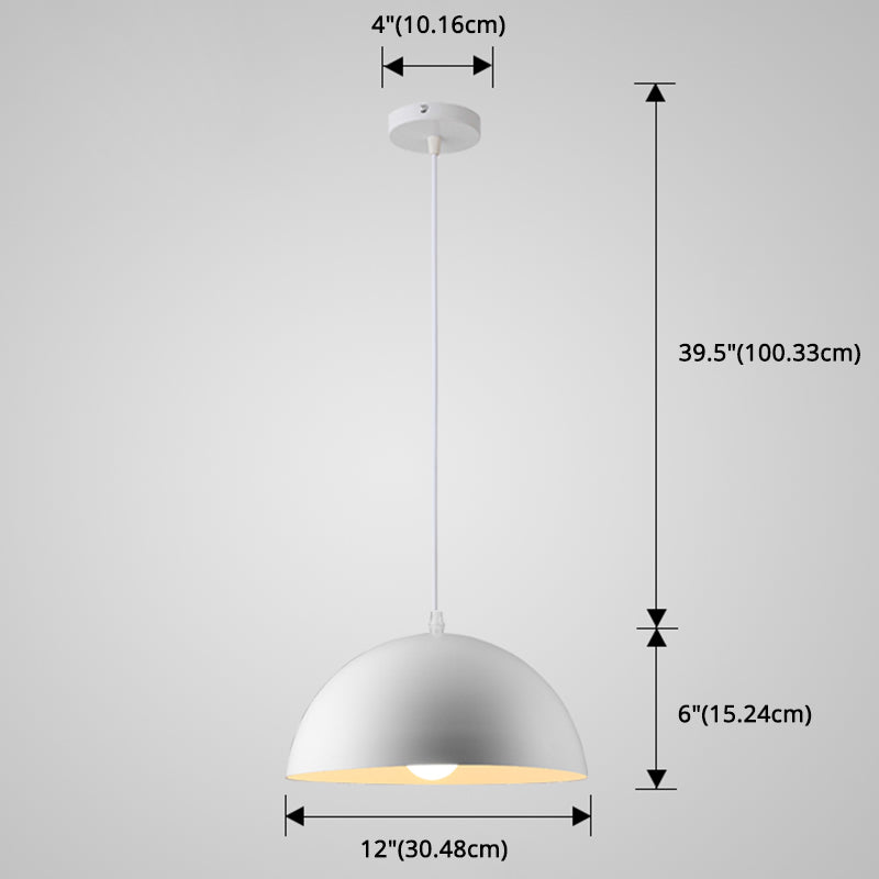 Macaron Half Globe Pendant Lamp: 8 Color Options Metal Hanging Light For Kitchen & Dining Room