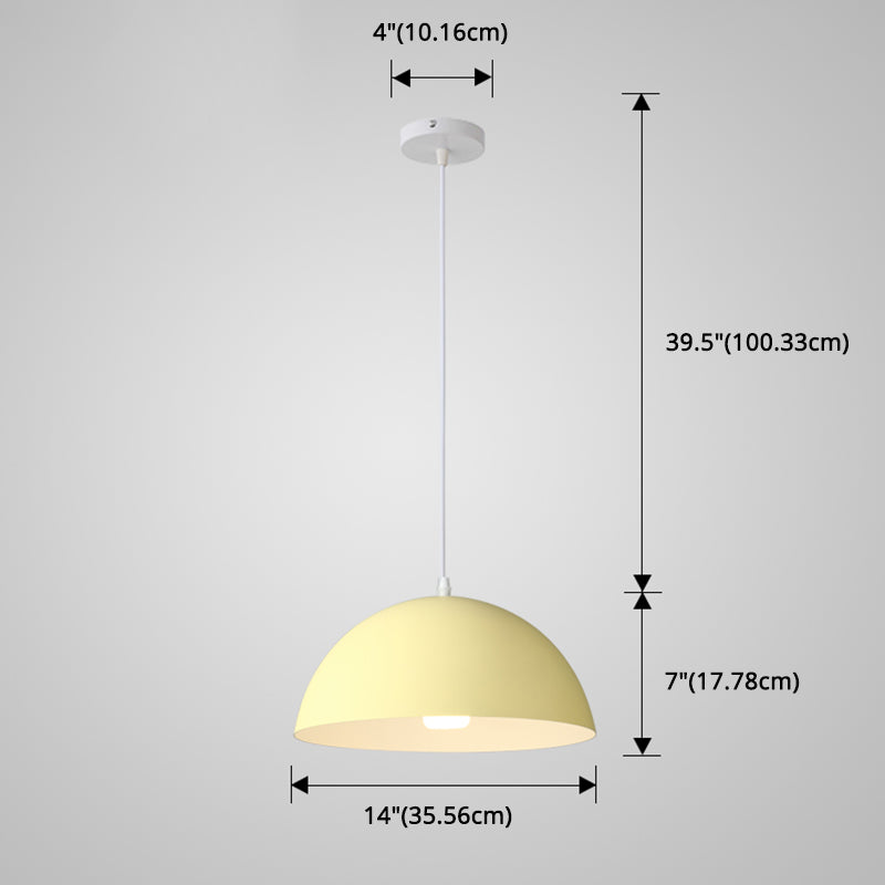 Macaron Half Globe Pendant Lamp: 8 Color Options Metal Hanging Light For Kitchen & Dining Room