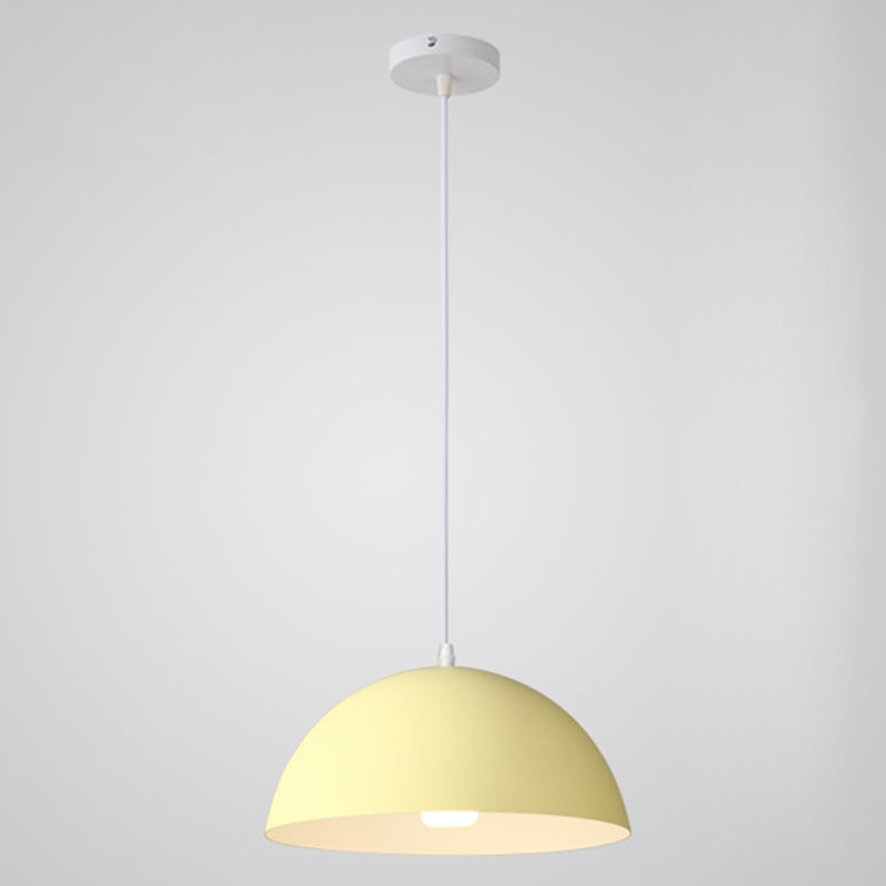 Macaron Half Globe Pendant Lamp: 8 Color Options Metal Hanging Light For Kitchen & Dining Room