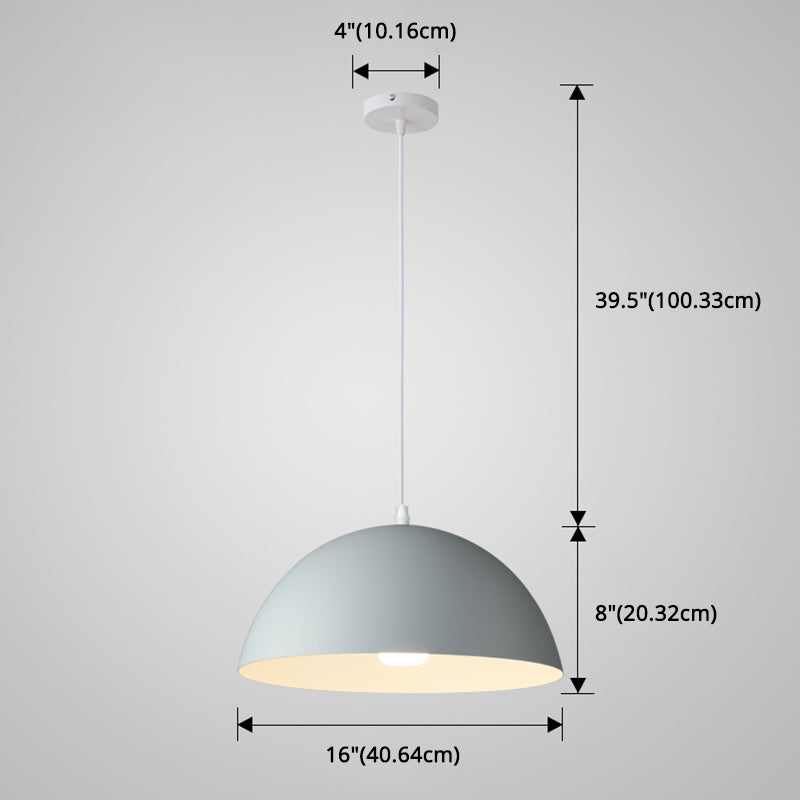 Macaron Half Globe Pendant Lamp: 8 Color Options Metal Hanging Light For Kitchen & Dining Room