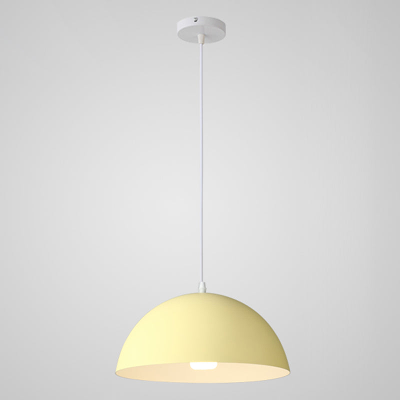 Macaron Half Globe Pendant Lamp: 8 Color Options Metal Hanging Light For Kitchen & Dining Room