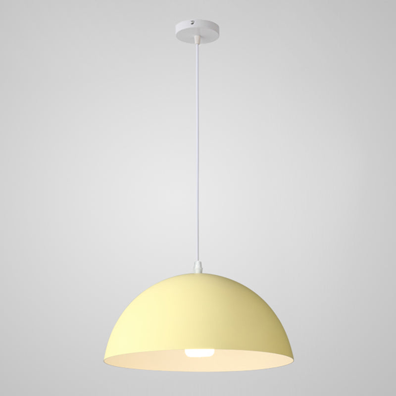 Macaron Half Globe Pendant Lamp: 8 Color Options Metal Hanging Light For Kitchen & Dining Room