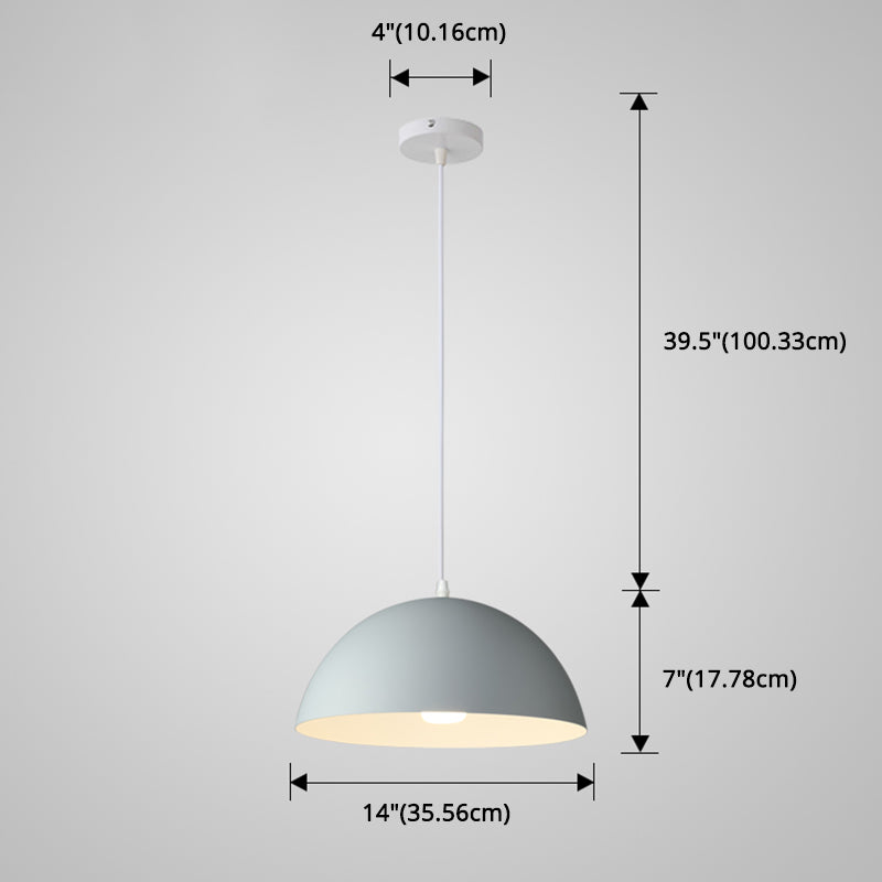 Macaron Half Globe Pendant Lamp: 8 Color Options Metal Hanging Light For Kitchen & Dining Room