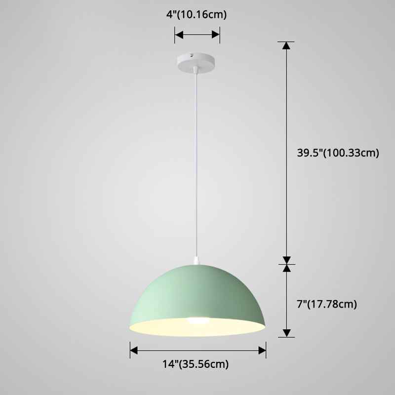 Macaron Half Globe Pendant Lamp: 8 Color Options Metal Hanging Light For Kitchen & Dining Room
