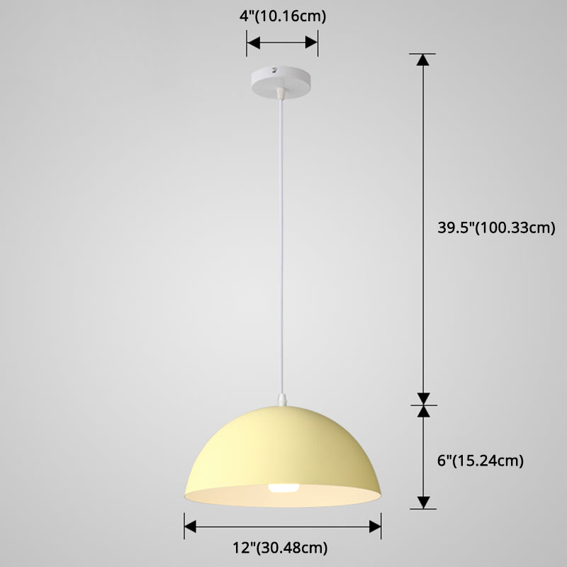 Macaron Half Globe Pendant Lamp: 8 Color Options Metal Hanging Light For Kitchen & Dining Room