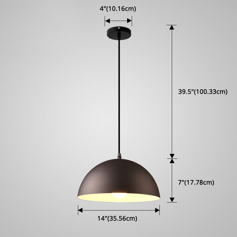 Macaron Half Globe Pendant Lamp: 8 Color Options Metal Hanging Light For Kitchen & Dining Room
