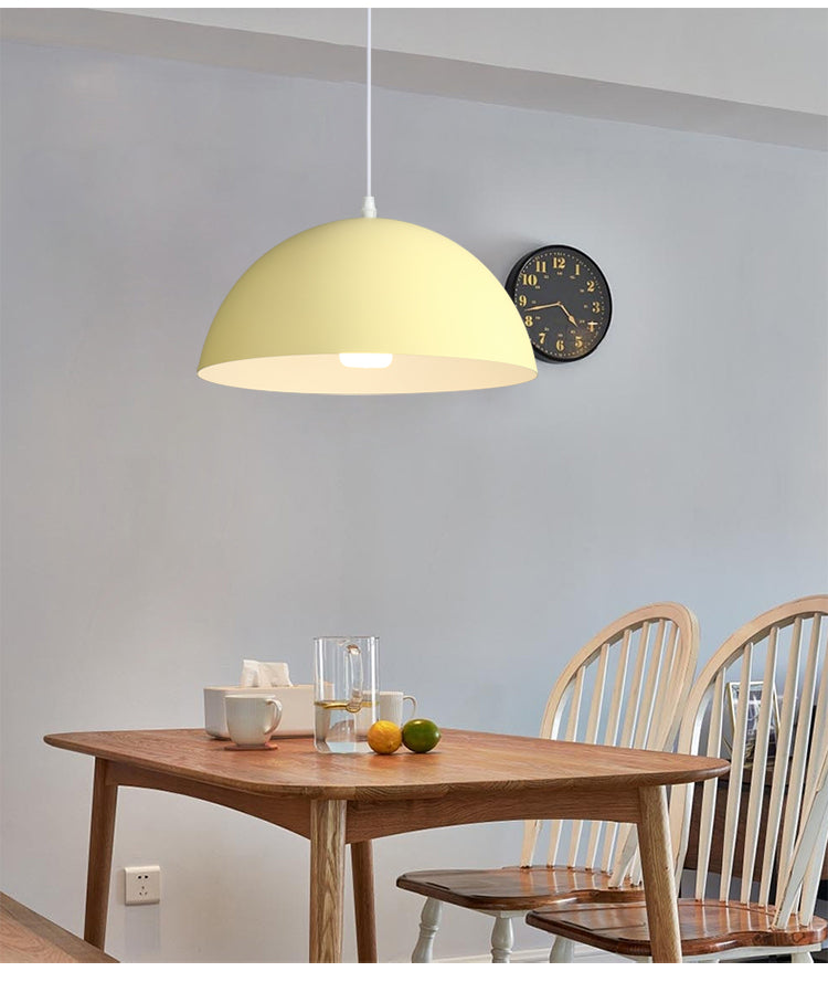Macaron Half Globe Pendant Lamp: 8 Color Options Metal Hanging Light For Kitchen & Dining Room