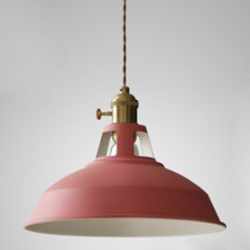 Nordic Style Hanging Lamp With Metal Shade And Colorful Macaron Finish For Kitchen Barn Pink