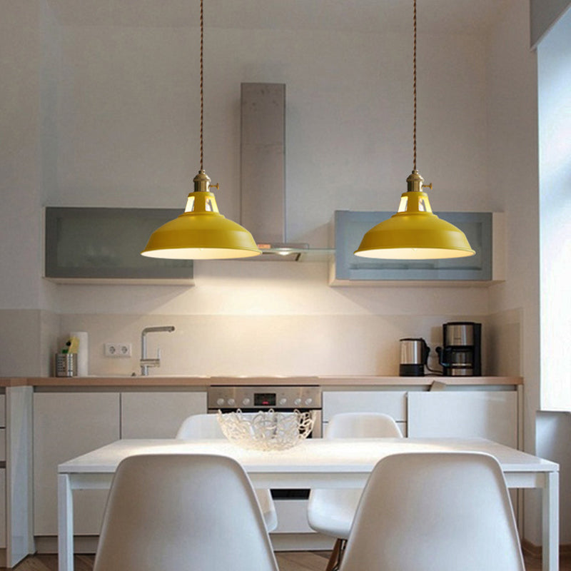 Nordic Style Hanging Lamp With Metal Shade And Colorful Macaron Finish For Kitchen Barn