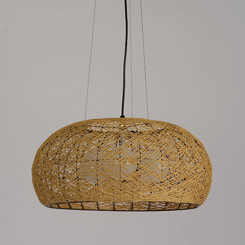 Hand-Woven Rattan Pendant Lights: 3-Light Suspension Lamp In Beige With 47 Hanging Cord - Ideal For