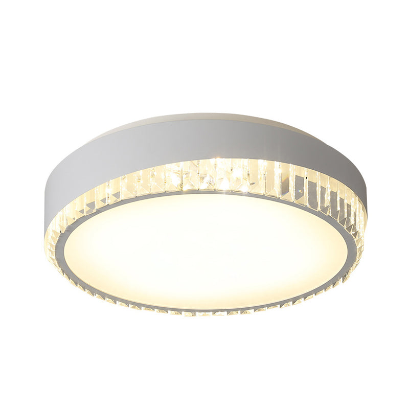 Round Crystal LED Flush Mount Ceiling Light for Bedroom - 16.5"/20.5" White with Adjustable Warm, White and 3 Color Lighting Options
