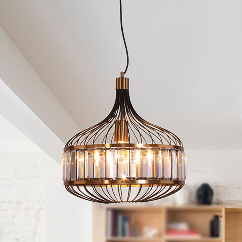 Lampe suspendue en fer à cage noire pour salon - Largeur de 12"/13"/14,5" pour une décoration traditionnelle