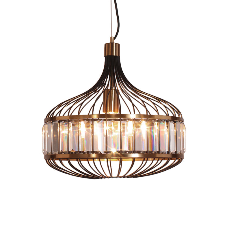 Lampe suspendue en fer à cage noire pour salon - Largeur de 12"/13"/14,5" pour une décoration traditionnelle
