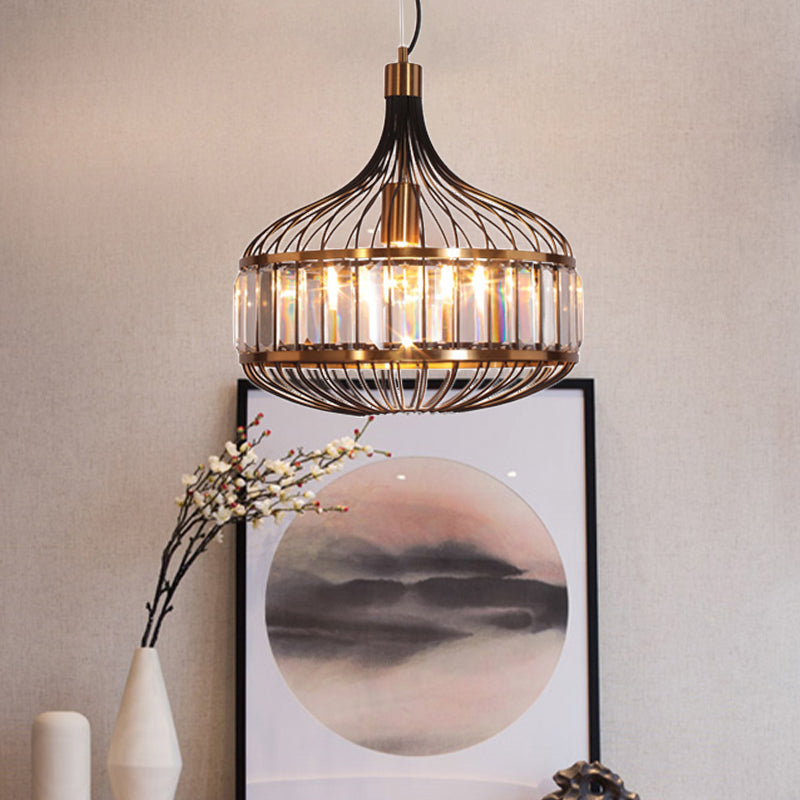 Lampe suspendue en fer à cage noire pour salon - Largeur de 12"/13"/14,5" pour une décoration traditionnelle
