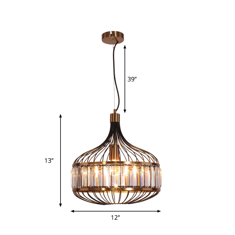 Lampe suspendue en fer à cage noire pour salon - Largeur de 12"/13"/14,5" pour une décoration traditionnelle
